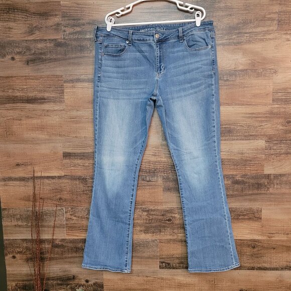 American Eagle Jeans 20 L High Rise Skinny Kick Super Stretch Medium Light Wash - Picture 1 of 12
